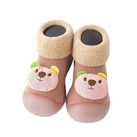 

TAIAOJING Baby Boy Girls Sock Shoes First Walkers Cute Cartoon Thickened Warm Antislip Prewalker Sneaker Non-Slip Shoe