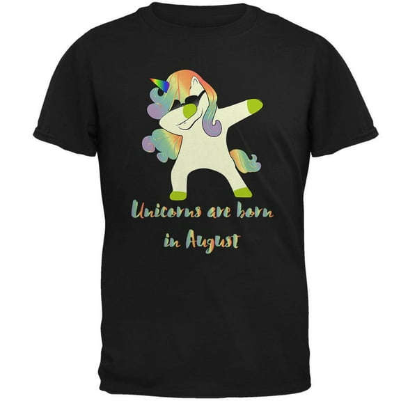 August Birthday Dabbing Unicorn Sunglasses Mens T Shirt Black 4X-LG