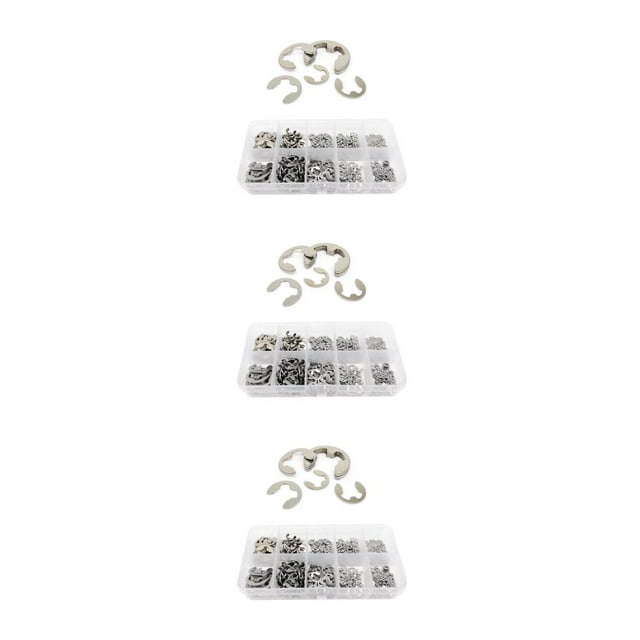 QualitChoice 580pcs Professional Retaining Rings Convenient External Circlip Good Fixation Lightweight Snap Ring Hardware Assorted Kits Sliver 3Set