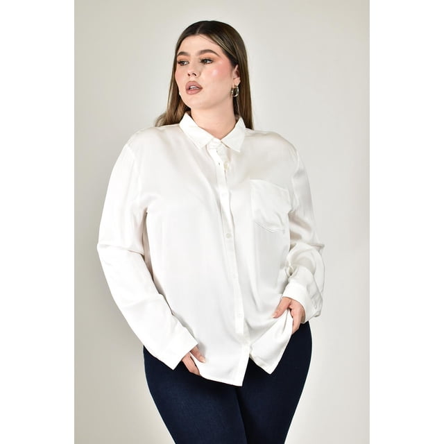 Blusa camisera clasica /Tallas Extras, 0149 (Blanco) blanco 40