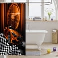 thumbnail image 3 of Orange Race Car Bath Curtain,Glitter Ombre Line Art Shower Curtain Sets Neon Light Sports Car Dashboard Bathroom Accessories,Black and White Grid Lattice Buffalo Plaid Decor, 3 of 4