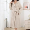 thumbnail image 2 of Bixock Women Fall and Winter Pajamas,Women Warm Sleepwear Robes,Women’s Warm Bathrobes Solid Color Fleece Thickened Long Sleeve Robe with Tie Belt and Hood Dry Bathrobes, 2 of 5