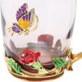 thumbnail image 4 of Tasse à thé en émail avec motif de fleur, résistante à la chaleur, avec cuillère et tissu, pour anniversaire, festival, rose rouge, 350 ml, 4 of 4