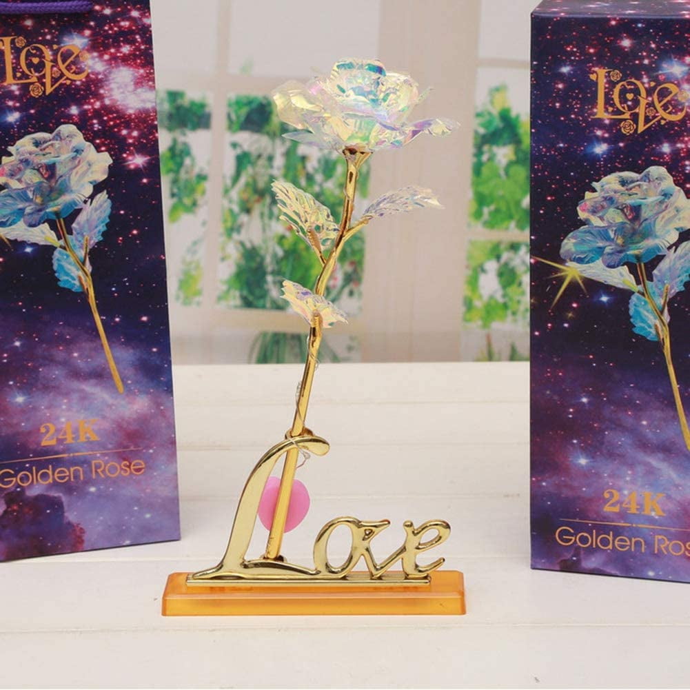 24K Gold foil LED Light Rose Dipped Flower Valentine's Day Mothers Xmas Gift 