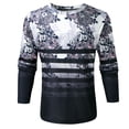 thumbnail image 1 of Pompotops T-shirt à Manches Longues Imprimé Col Rond Style Ethnique Automne pour Hommes en Solde, 1 of 3