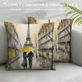 thumbnail image 3 of COMIO  Throw Pillow Cover Square Paris European City Landscape France Eiffel Tower Black White and Yellow Modern Couple Decor Print Pillowcases, 3 of 5