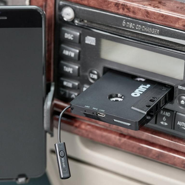 onn. Car Cassette Adapter with Bluetooth Wireless Technology