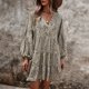 thumbnail image 4 of Vestido de túnica de verano para mujer, manga larga con hombros caídos, cuello en V, estampado de pantera, vestido de manga larga para fiesta, viajes de negocios, 4 of 8
