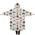 thumbnail image 2 of Oversized Wearable Blanket Hoodie,Cartoon Tractors Barns White Pattern Sherpa Blanket Hoodie with Super Pockets,Super Warm Fuzzy Pullover for Women & Men, 2 of 6