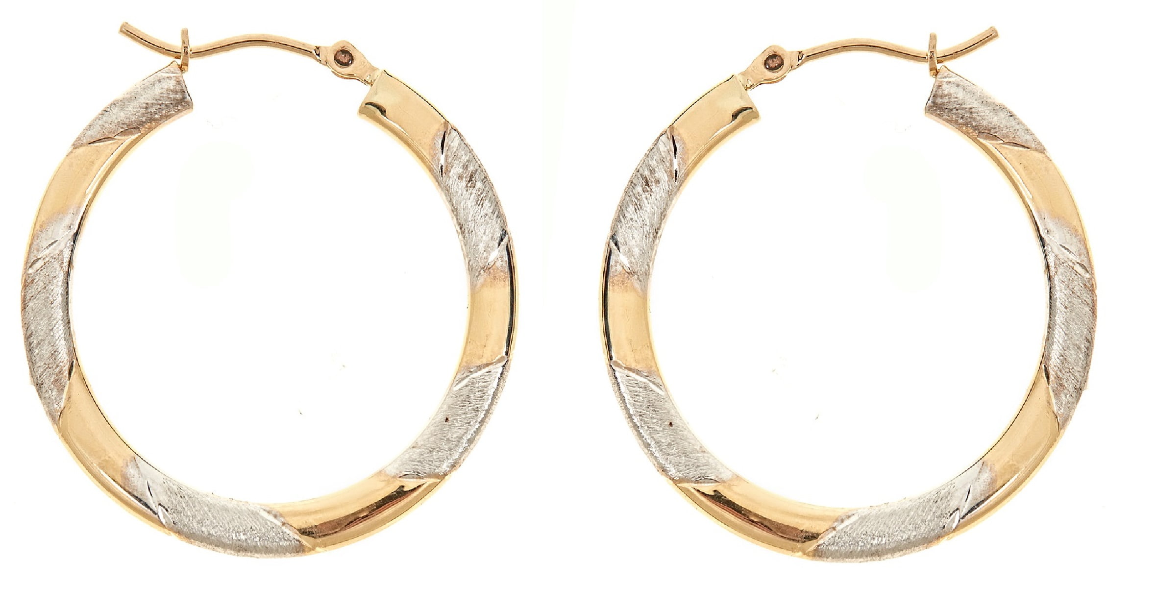 Body Expressions - 14kt Yellow Gold Hoop Earrings In Two-Tone 30mmX3mm ...