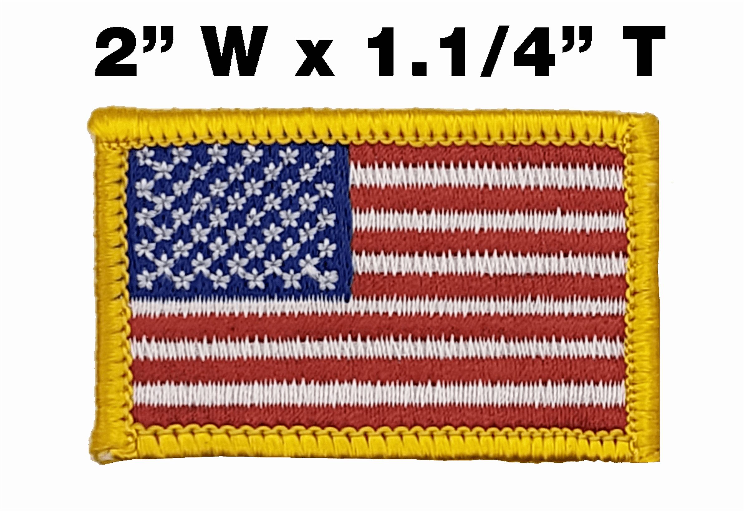 MINI AMERICAN FLAG EMBROIDERED PATCH iron-on GOLD BORDER 20 mini