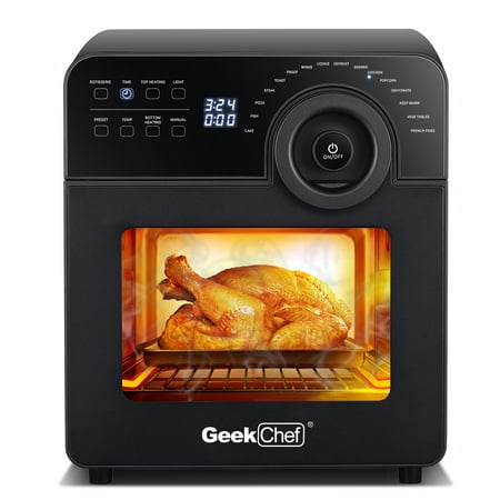 

15 Quart Air Fryer 16 in 1 Convection Countertop Oven Toaster Rotisserie and Dehydrator 8 Accessories & Recipe Included 3 Rack Levels Kitchen Cooking Tool Accessories Included Black