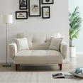 thumbnail image 3 of Canddidliike Convertible Upholstery Loveseat Modern Futon Sofa Bed w/Adjustable Angle in Beige, 3 of 8
