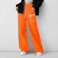 thumbnail image 4 of Nekdswn Girls Wide Leg Sweatpants Bow Print Baggy Athletic Pants with Pockets Teen Grils Fleece Lined Drawstring Waist Sweat Pants, 4 of 8