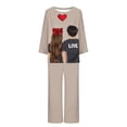 thumbnail image 3 of Puntoco Pijamas para mujer Conjunto de pijama con parte superior y pantalones casuales con estampado navideño para mujer, 3 of 3
