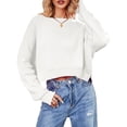 thumbnail image 2 of Women'S Oversized Batwing Sweaters Fall Outfits Trendy Crewneck Knit Side Slit Fashion Pullover Tops White M, 2 of 10