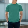 thumbnail image 2 of Zylarhe Mens Tshirt, Men Casual Short Sleeve T Shirt Adult Summer Spring Breathable Blend Everyday Top Mint Green M, 2 of 4