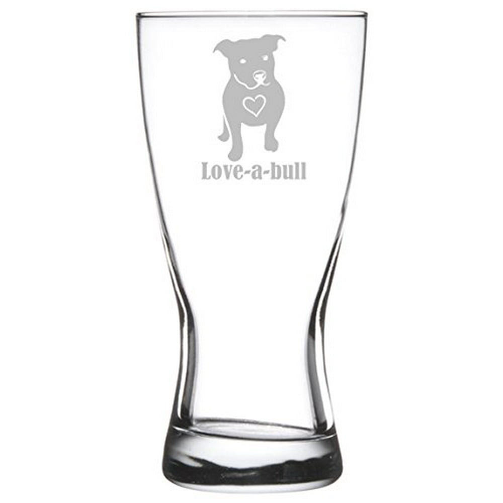 15 oz Beer Pilsner Glass Loveabull Pitbull Love
