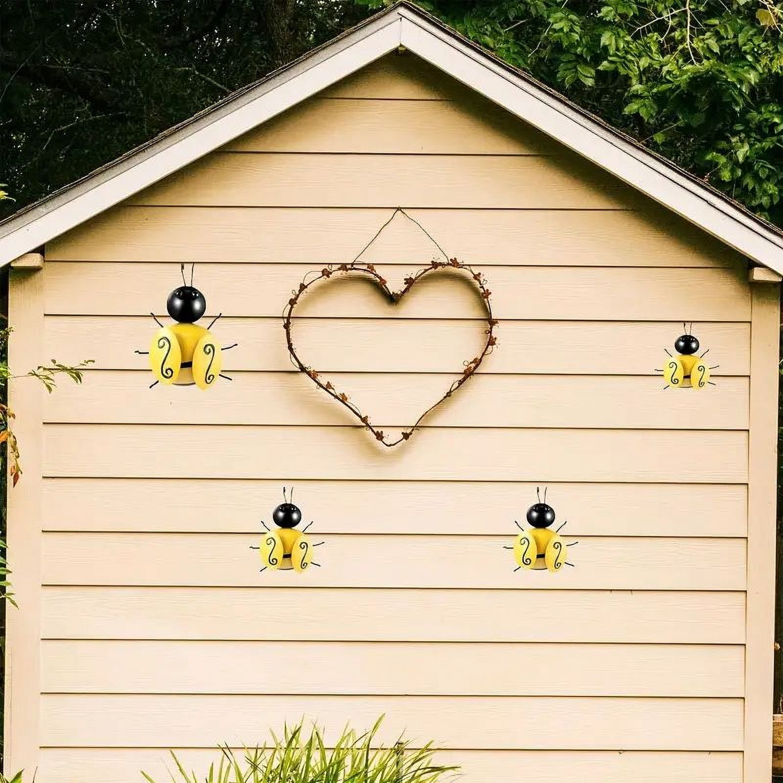 3pcs/4pcs Metal Bee Wall Art Sculptures, Metal Wall Art 3D Sculpture Metal Bumble Bee Wall Decor, Garden Yard Fence Decorations Metal Art Bee Figurine, Garden Yard Art Sign For Outdoor