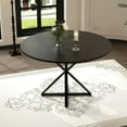 thumbnail image 2 of 47" Round Dining Table, 4-6 Seat Kitchen & Dining Room Tables with Metal Base,Space Saving, 4 Pieces of Desktop,(Only Table), 2 of 8