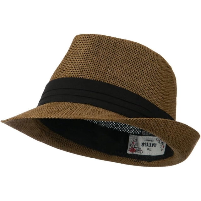 Kid's Paper Straw Black Band Fedora - Red OSFM