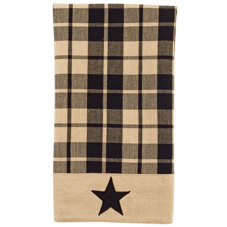 Primitive Farmhouse Star Country Kitchen Towel, Burgundy or Black and