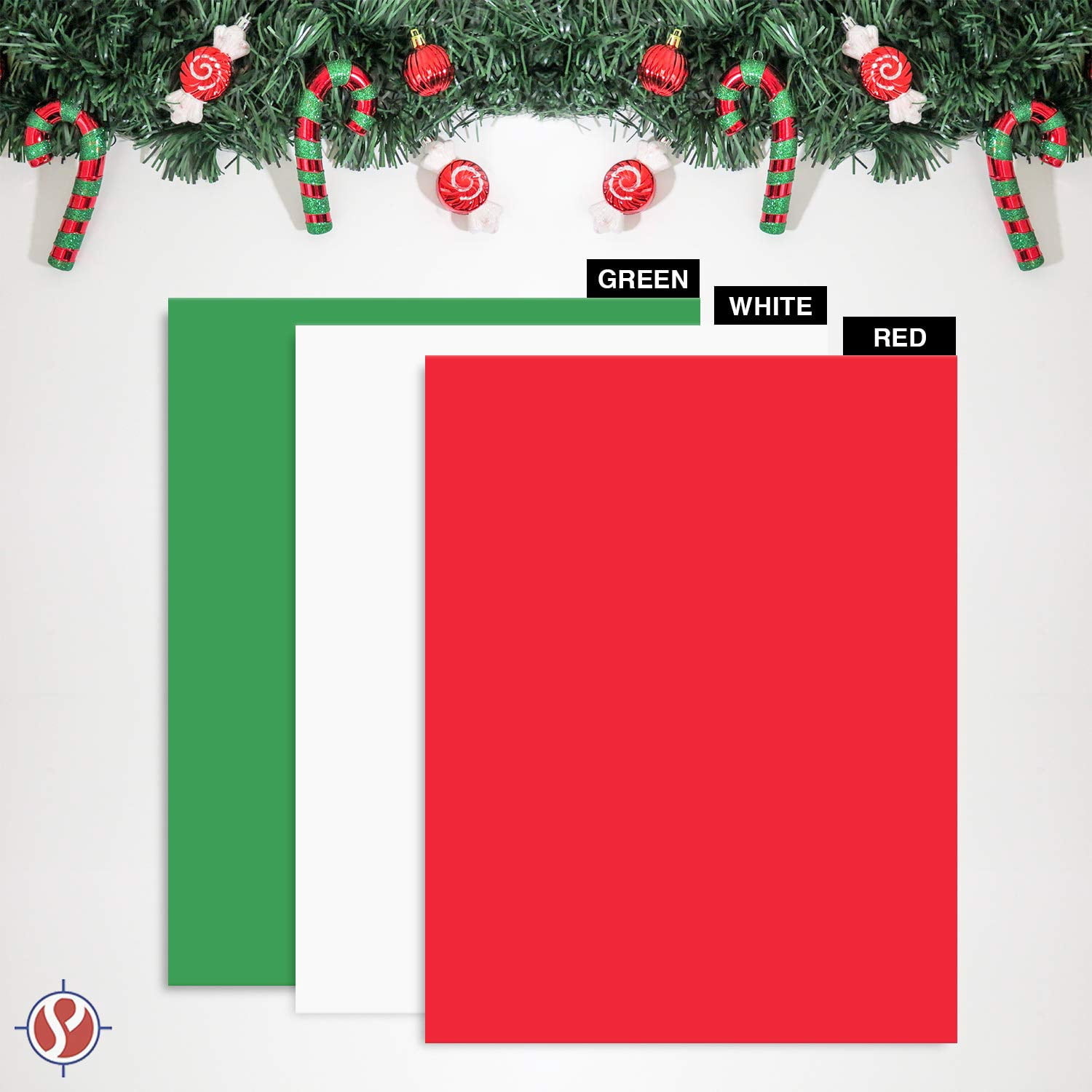 Holiday Christmas Colored Card Stock Paper, Red, Green & White 8.5 x 11" Cardstock for Greetings, Gift Tags, Art & Crafts, Invitations & Announcements | 25 Red, 25 Green, 50 White (100 Sheets Total)