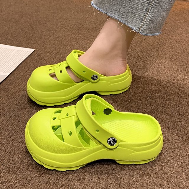 2023 nuevas sandalias de verano para mujer, zapatos de jardín con plataforma, zapatillas con aumento de altura, zapatillas sin cordones para niña, zapatos de playa, zapatos para mujer 35 Gao Jinjia LED