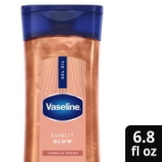 Vaseline Glazed & Glisten Sunlit Glow Vanilla Cocoa Shimmering Body Gel Oil with Ultra-Hydrating Lipids and 100% Pure Cocoa Butter, 6.8 fl Oz