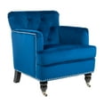 thumbnail image 5 of SAFAVIEH Colin Industrial Tufted Club Chair with Casters, Navy Blue/Espresso, 5 of 12