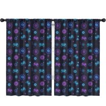 Blackout Kids Curtains,Neon Controllers Games Icons Black Pattern Childrens Insulated Curtains Set Of 2,Bedroom Essentials,Toddler Room Decor 52"x84"