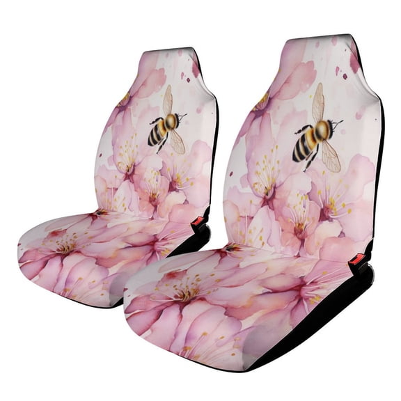 Car Seat Covers Bee And Blossoms 2 Piece Soft Bucket Auto Seat Protector Universal Fit for SUV Sedan Van