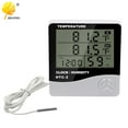 thumbnail image 2 of Thermometer Hygrometer Electronic Temperature Humidity Tester Meter Clock Alarm Indoor Outdoor Probe High accuracy LCD Digital, 2 of 8