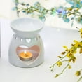 thumbnail image 4 of Warmself Delicate Romantic Metal Tealight Candle Holder Oil Tart Burner Aroma Diffuser Furnace Home Decoration Heart Shaped Hollow Out White, 4 of 5