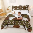 thumbnail image 3 of jejeloiu Vintage Western Full Size Comforter Sets,Cowhide Print Bedding Comforter Set For Boys,Brown Black,Reversible,3pcs,1 Comforter and 2 Pillowcases, 3 of 7