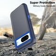 thumbnail image 2 of Xhy Google Pixel 8 Case with Belt Clip Holster Military Grade Heavy Duty Protection 3 in 1 Shockproof Armor Rugged Durable Detachable for Pixel 8 Phone - Dark Blue+Blue, 2 of 7
