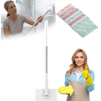 2026 Upgraded Zero Touch Snap Grip Mini Mop,Cloth Changing Mini Mop with Automatic Hands Free Push Pull Handle,360 Rotating Head,Includes 6 Cleaning Cloths,Convenient Cloth Changing (70cm /27.56in)