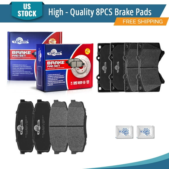 YXPCARS 8PCS Brake Pads(D1303 D1304), Front & Rear Ceramic Pads for Toyota Land Cruiser Sequoia Tundra Lexus LX570 2008-2021