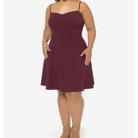 B. DARLIN Womens Strappy Back Trapeze Dress, Red, Plus Size, 16W