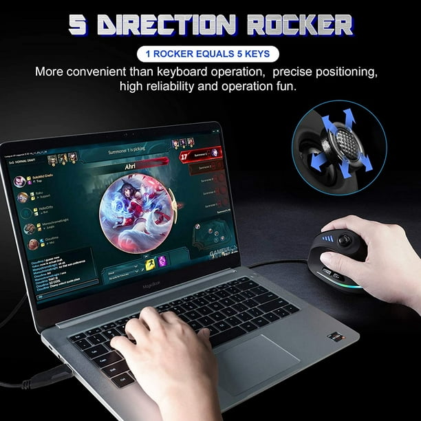 Souris de jeu, boutons de programmation, souris ergonomique, souris de jeu  verticale pour PC/ordinateur portable/e-sports/console de jeu (noir) 
