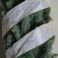 thumbnail image 2 of Northlight Gold and White Snowflake Printed Christmas Wired Craft Ribbon 2.5" x 10 Yards, 2 of 3