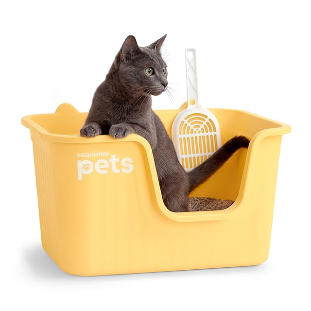 Arenero Para Gato Caja De Arena Mediano Con Pala Esquimal Pets Color Amarillo