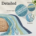 thumbnail image 2 of Blue Green Geometric Pillow Covers, Linen Long Throw Pillow Case, Boho Vintage Country Flowers Leaves Holiday Pillow Protector Decorative Cushion Cover for Living Room/Bedroom 12" x 20", 2 of 8