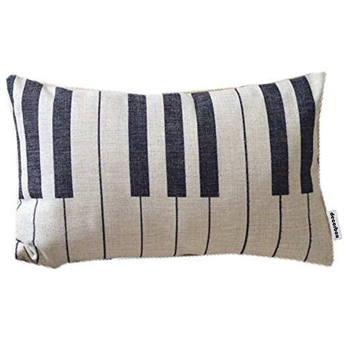 Decorbox Piano Keyboard Simple Music Throw Pillow Case Decor Cushion Covers Oblong 2012 Inch Beige Cotton Blend Linen