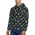 thumbnail image 3 of Rateoe Fast Food Pattern Mens Hoodie, Pullover Hooded Sweatshirt, Kangaroo Pocket Hoodie Ideal for Daily Wear, Travel and Home-Small, 3 of 7