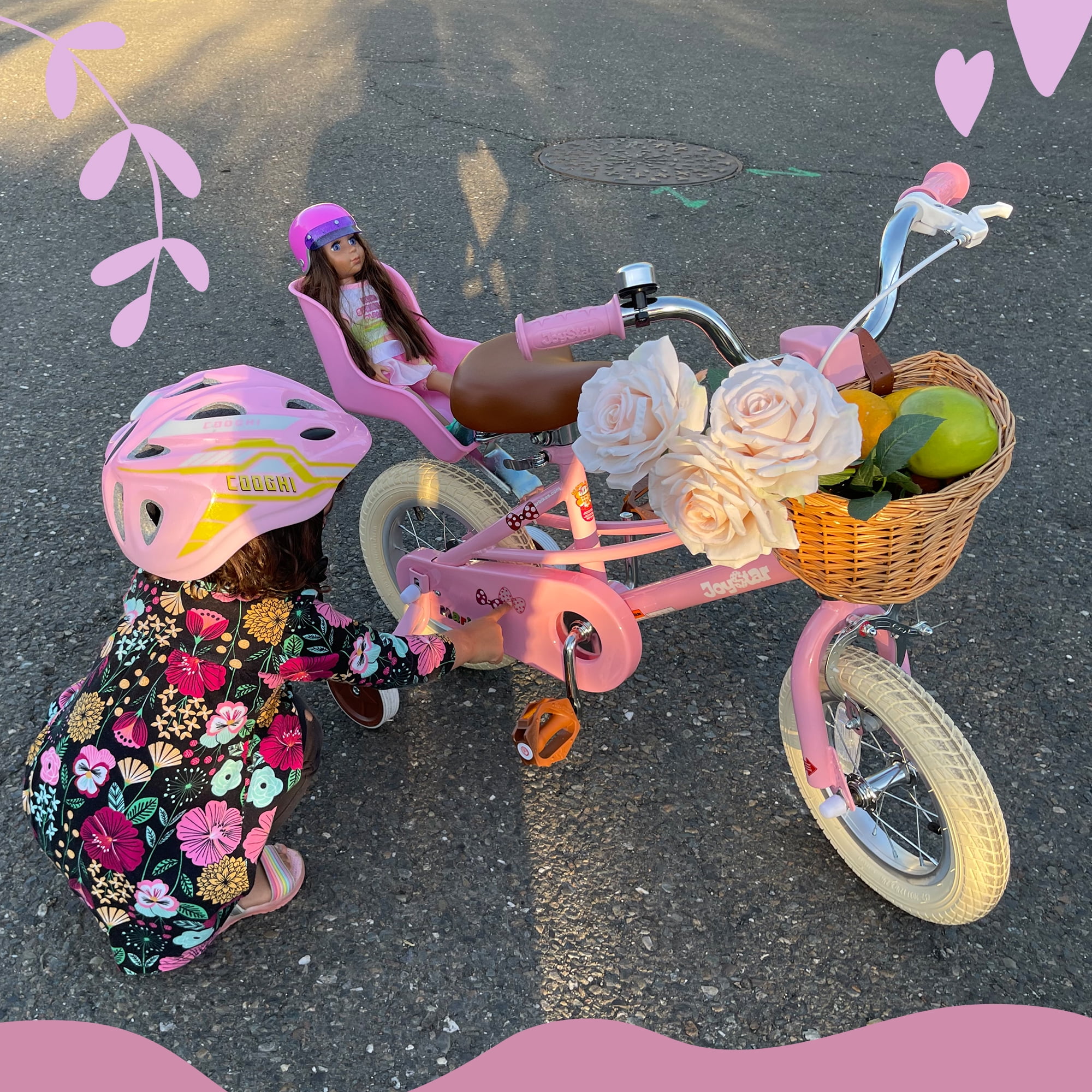 JOYSTAR Girls Bike for 2-12 Years Old Toddlers and Kids, 12" 14" 16" Kids Bike with Training Wheels & Basket, 20 Inch Kid's Bicycle with Kickstand, Retro Style Bikes