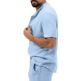 thumbnail image 4 of Men Summer Casual Solid Button Down Cardigan Short Sleeve Shirt Comfortable Lightweight Breathable Stylish Versatile Men's Oversized Tee Summer Tops Streetwear, 4 of 9