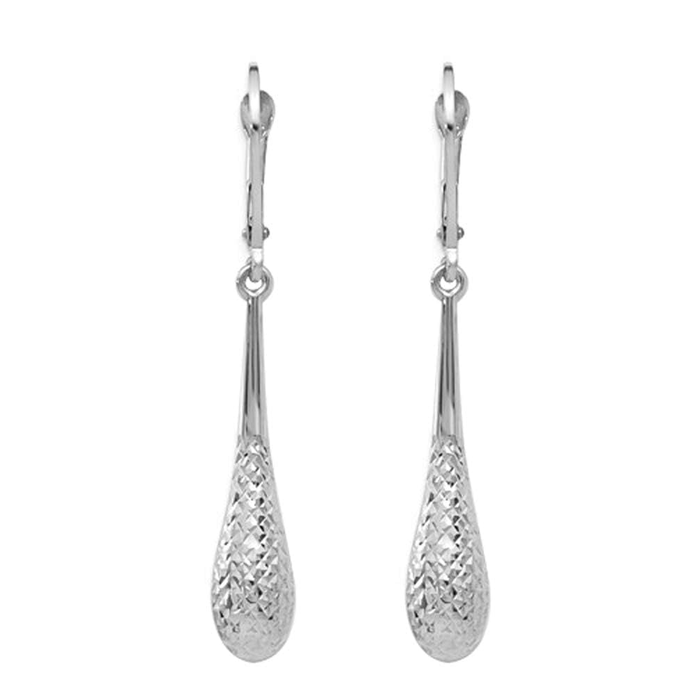 LeCalla 925 Sterling Silver Diamond Cut Lever Back Tear Drop Dangle Earrings Jewelry for Women and Teen 38MM