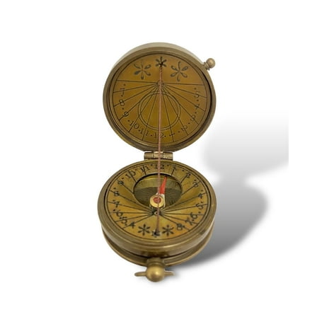 Tajdaar Handicrafts Sundial Compass in Antique Brass Finish with Vintage Nautical Decor, 1 Count