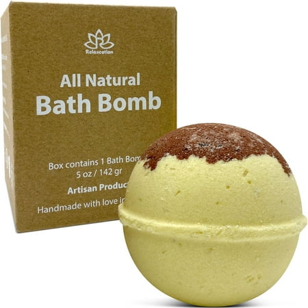 Organic Frankincense Bath Bomb with Essential Oils and Relaxing Bath Salts, Moisturizing Coconut Oil, for Women and Men Handmade in USA by Relaxcation